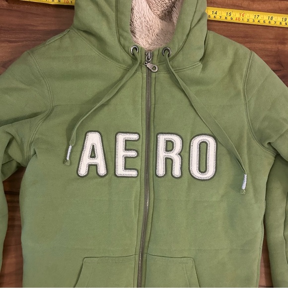 Aeropostale Green Sherpa fur lined Hoodie - Picture 4 of 5